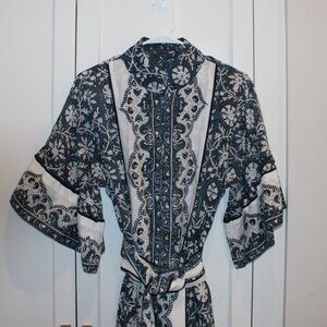 Sue Sartor Palladio Kaftan Dress Prussian Blue Jasmin Mughal Size L